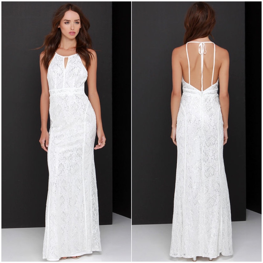 SHIMMER AND SHINE SILVER AND IVORY LACE MAXI DRESS